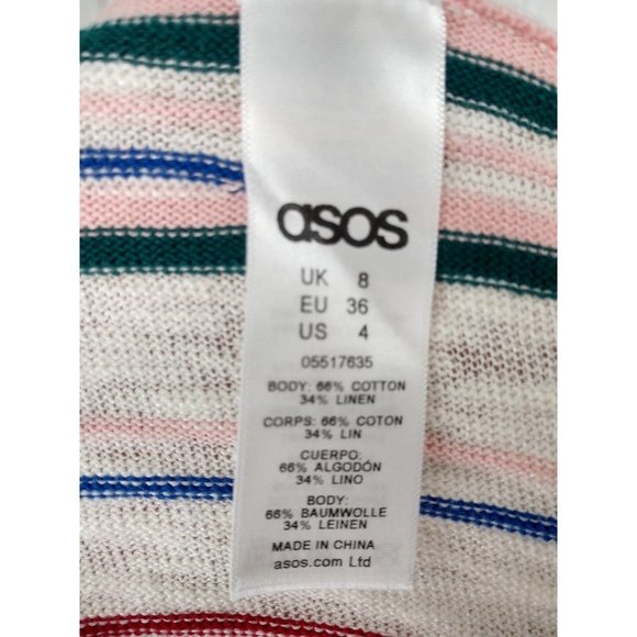ASOS Co Ord Knitted Skirt in Stripe Cotton Linen Sweater Knit Size 4 - Picture 10 of 11